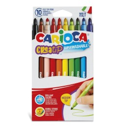 CARIOCA Creatip Medium Tip Washable Felt Tip Pens - 10 Pieces