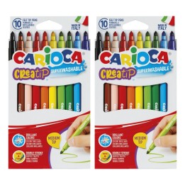 CARIOCA Creatip Medium Tip Washable Felt Tip Pens, 10 Per Pack, 2 Packs