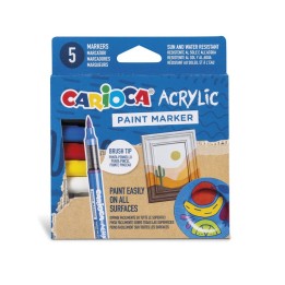 CARIOCA Acrylic Paint Markers - 5 Pieces