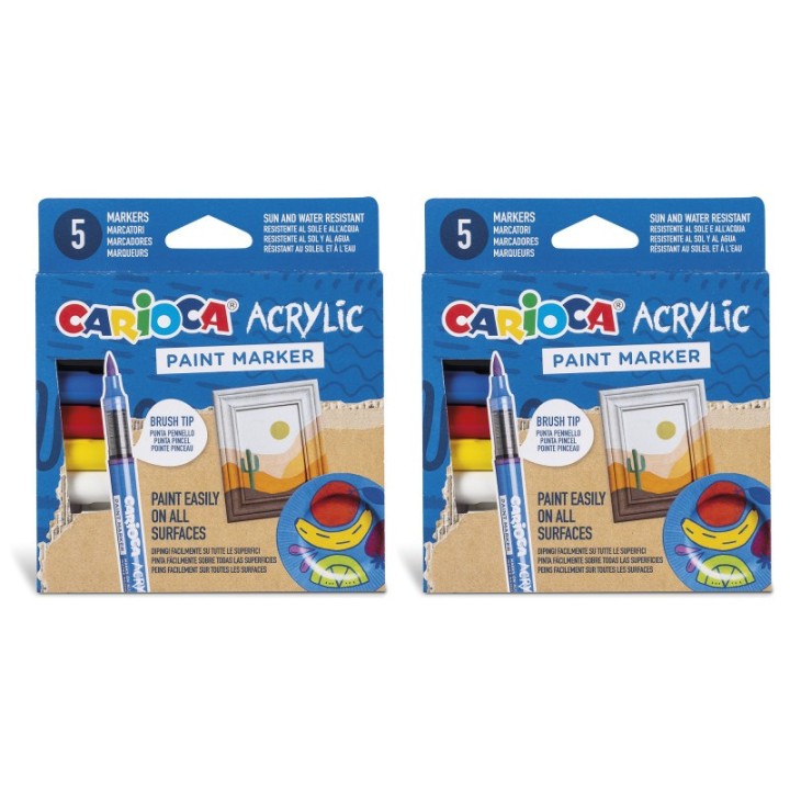CARIOCA Acrylic Paint Markers, 5 Per Pack, 2 Packs