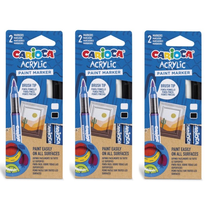 CARIOCA Acrylic Paint Markers, 2 Per Pack, 3 Packs