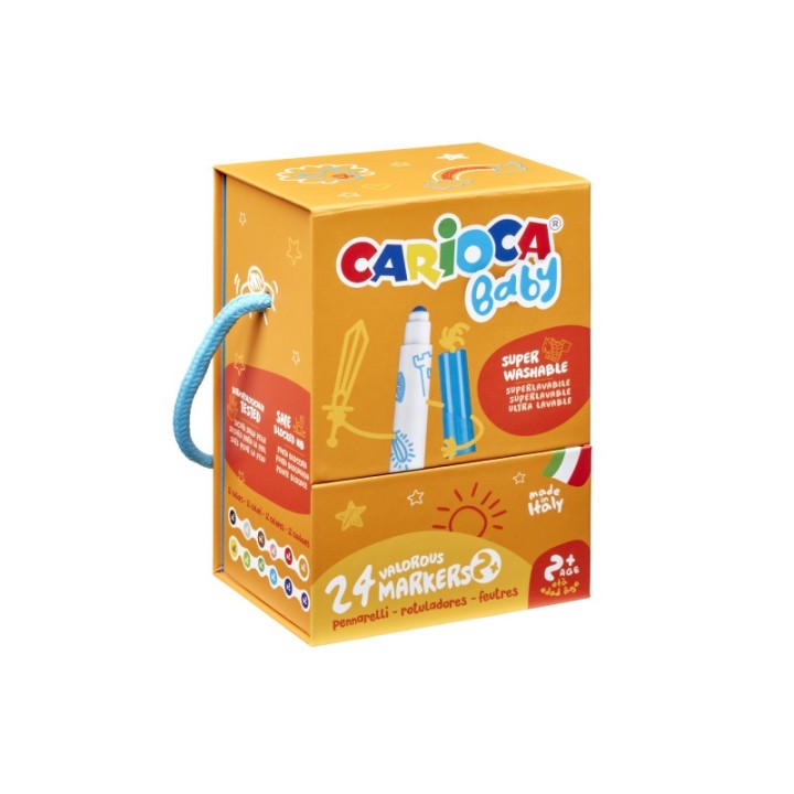 CARIOCA Baby Valorous Washable Markers 2+ Hard Box - 24 Pieces