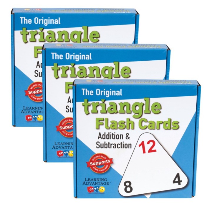 Learning Advantage® The Original Triangle Flash Cards - Addition & Subtraction - 20 Per Set - 3 Sets