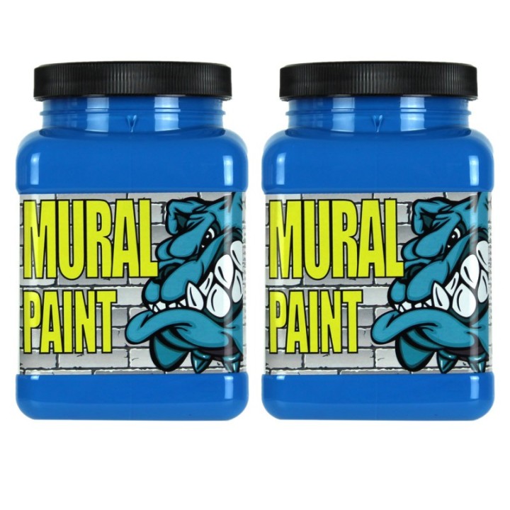 Chroma Mural Paint, Pint, Peacock (Cerulean Blue Hue), Pack of 2