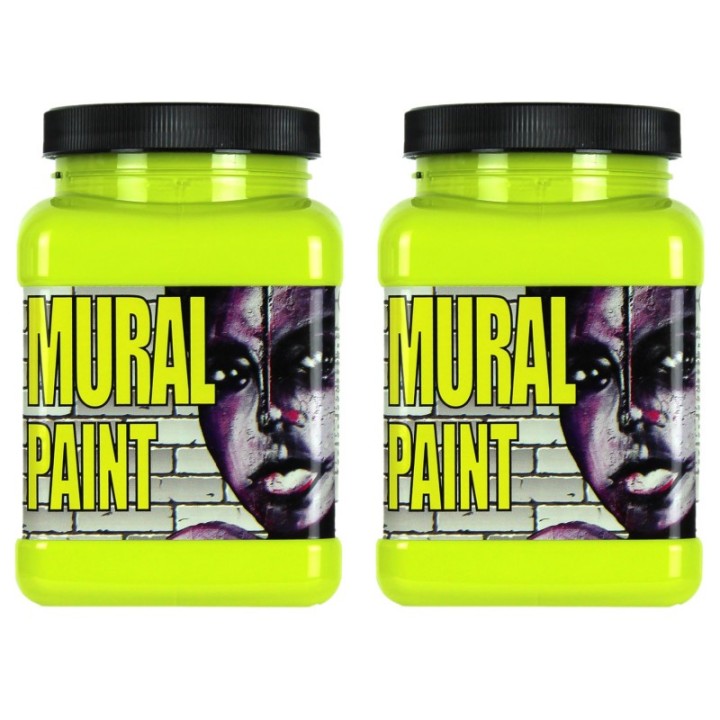 Chroma Mural Paint, Pint, Psychedelic (Yellow Green), Pack of 2