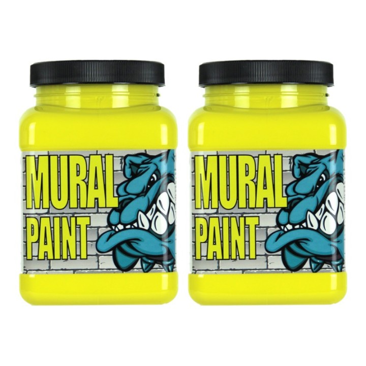 Chroma Mural Paint, Pint, Smiley Face (Bright Yellow), Pack of 2