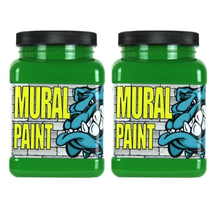 Chroma Mural Paint, Pint, T-Rex (Brilliant Green), Pack of 2
