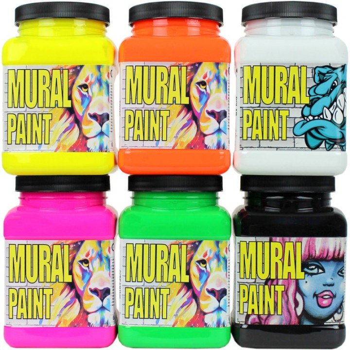 Chroma Mural Paint, Pint, 6 Neon Colors Set