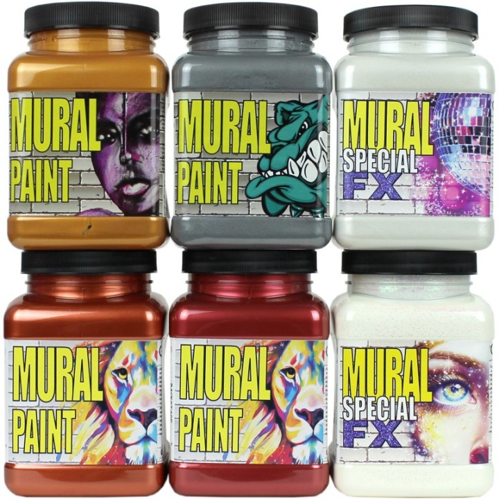 Chroma Mural Paint, Pint, 6 Metallic Colors Set