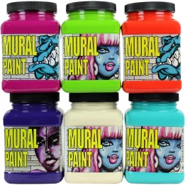 Chroma Mural Paint, Pint, 6 Bright Colors Set