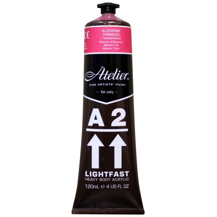 Atelier A2 Heavy Body Lightfast Artist Acrylic, 4 oz., Alizarine Crimson Hue