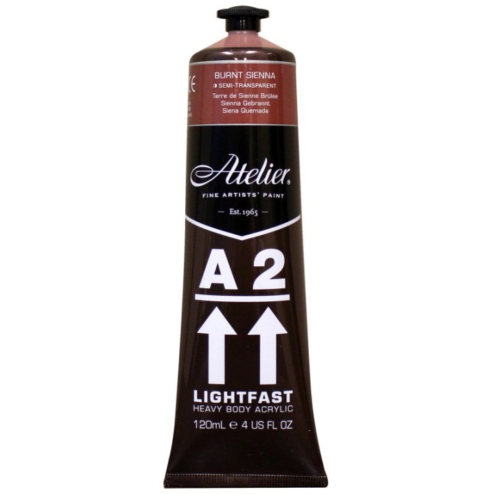 Atelier A2 Heavy Body Lightfast Artist Acrylic, 4 oz., Burnt Sienna