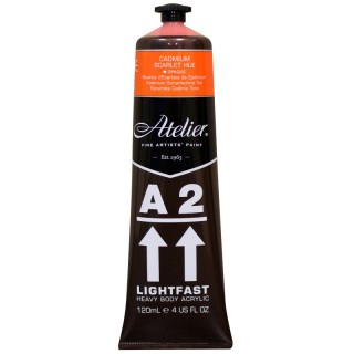 Atelier A2 Heavy Body Lightfast Artist Acrylic, 4 oz., Cadmium Scarlet Hue