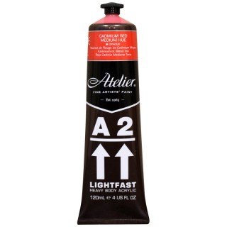 Atelier A2 Heavy Body Lightfast Artist Acrylic, 4 oz., Cadmium Red Medium Hue