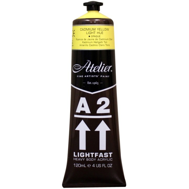 Atelier A2 Heavy Body Lightfast Artist Acrylic, 4 oz., Cadmium Yellow Light Hue
