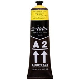 Atelier A2 Heavy Body Lightfast Artist Acrylic, 4 oz., Cadmium Yellow Medium Hue