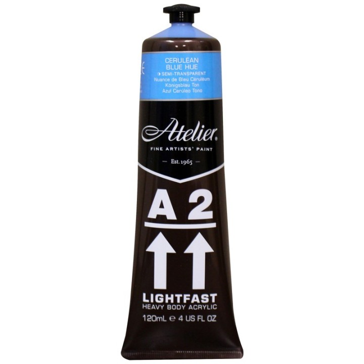 Atelier A2 Heavy Body Lightfast Artist Acrylic, 4 oz., Cerulean Blue Hue