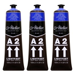 Atelier A2 Heavy Body Lightfast Artist Acrylic, 4 oz., Cobalt Blue Hue, Pack of 3