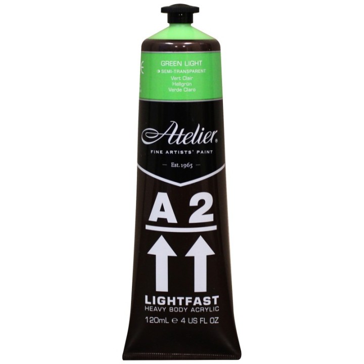 Atelier A2 Heavy Body Lightfast Artist Acrylic, 4 oz., Green Light
