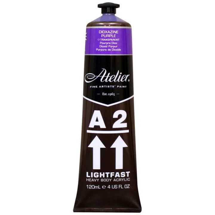 Atelier A2 Heavy Body Lightfast Artist Acrylic, 4 oz., Dioxazine Purple Hue