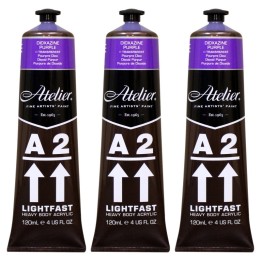 Atelier A2 Heavy Body Lightfast Artist Acrylic, 4 oz., Dioxazine Purple Hue, Pack of 3