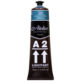 Atelier A2 Heavy Body Lightfast Artist Acrylic, 4 oz., Pthalo Green Hue