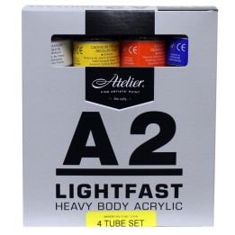 Atelier A2 Heavy Body Lightfast Artist Acrylic, 120 ml Tubes, 4 Color Set