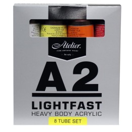 Atelier A2 Heavy Body Lightfast Artist Acrylic, 120 ml Tubes, 8 Color Set