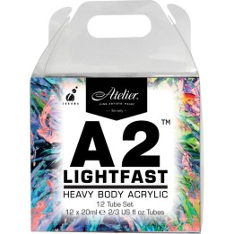 Atelier A2 Heavy Body Lightfast Artist Acrylic, 20 ml Tubes, 12 Color Set