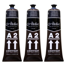 Atelier A2 Heavy Body Lightfast Artist Acrylic, 4 oz., Paynes Grey Hue, Pack of 3