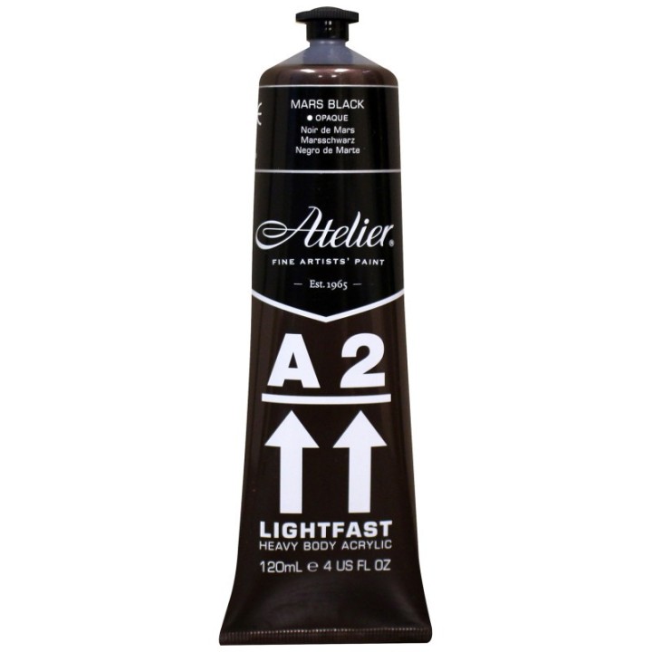 Atelier A2 Heavy Body Lightfast Artist Acrylic, 4 oz., Mars Black