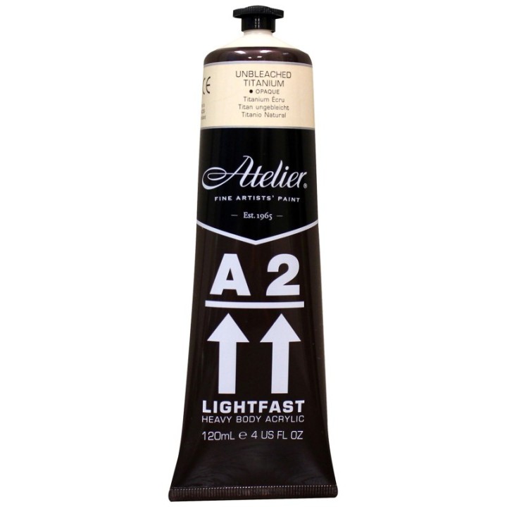 Atelier A2 Heavy Body Lightfast Artist Acrylic, 4 oz., Unbleached Titanium