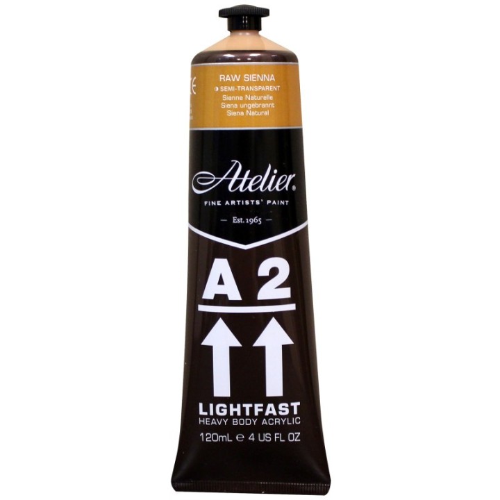 Atelier A2 Heavy Body Lightfast Artist Acrylic, 4 oz., Raw Sienna