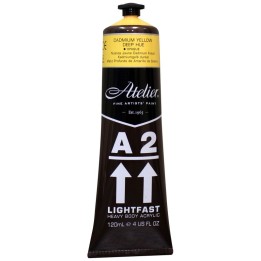 Atelier A2 Heavy Body Lightfast Artist Acrylic, 4 oz., Cadmium Yellow Deep Hue