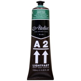 Atelier A2 Heavy Body Lightfast Artist Acrylic, 4 oz., Permanent Green Deep Hue