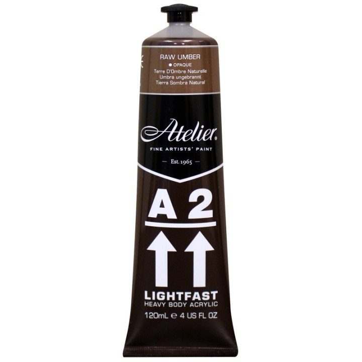 Atelier A2 Heavy Body Lightfast Artist Acrylic, 4 oz., Raw Umber
