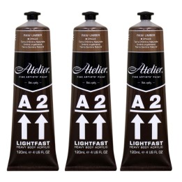 Atelier A2 Heavy Body Lightfast Artist Acrylic, 4 oz., Raw Umber, Pack of 3