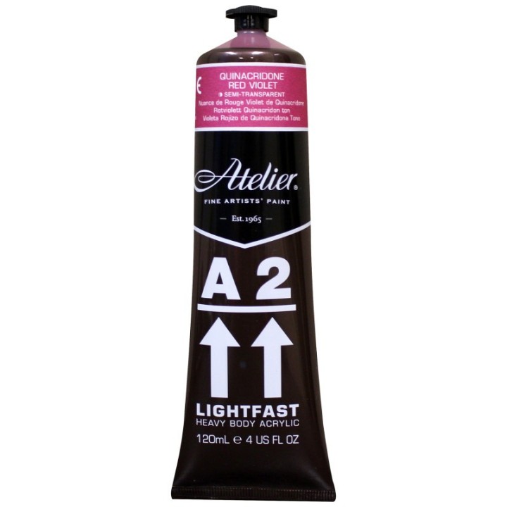 Atelier A2 Heavy Body Lightfast Artist Acrylic, 4 oz., Quinacridone Red Violet Hue