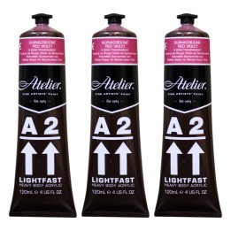 Atelier A2 Heavy Body Lightfast Artist Acrylic, 4 oz., Quinacridone Red Violet Hue, Pack of 3