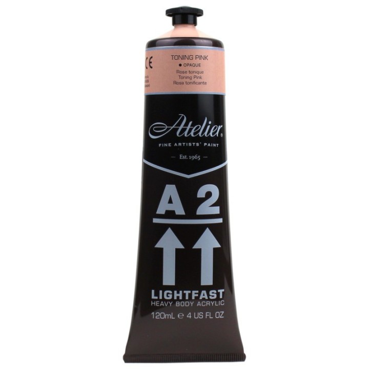 Atelier A2 Heavy Body Lightfast Artist Acrylic, 4 oz., Toning Pink