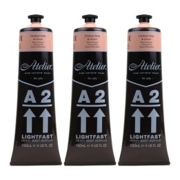 Atelier A2 Heavy Body Lightfast Artist Acrylic, 4 oz., Toning Pink, Pack of 3