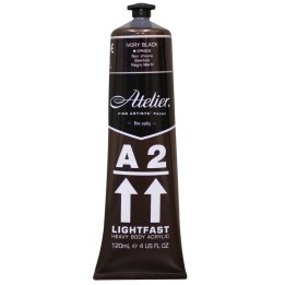 Atelier A2 Heavy Body Lightfast Artist Acrylic, 4 oz., Ivory Black