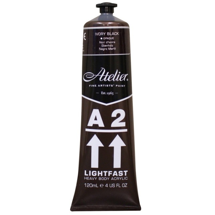 Atelier A2 Heavy Body Lightfast Artist Acrylic, 4 oz., Ivory Black