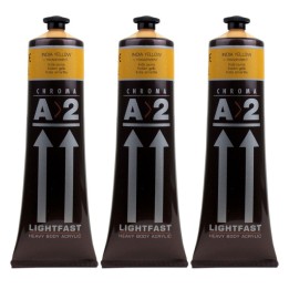 Atelier A2 Heavy Body Lightfast Artist Acrylic, 4 oz., India Yellow Hue, Pack of 3