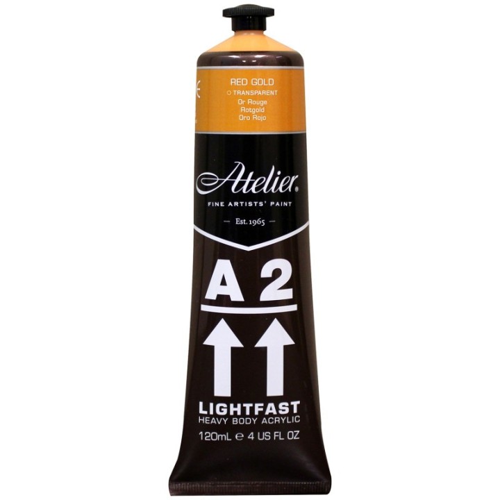 Atelier A2 Heavy Body Lightfast Artist Acrylic, 4 oz., Red Gold