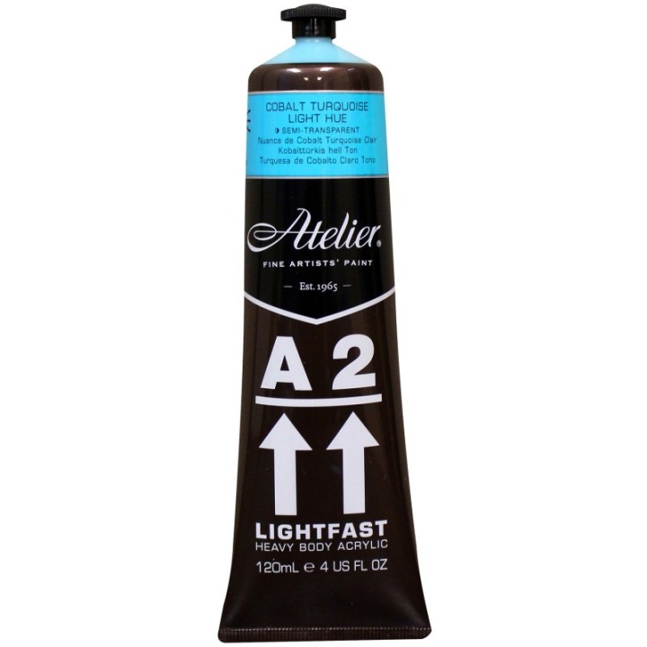 Atelier A2 Heavy Body Lightfast Artist Acrylic, 4 oz., Cobalt Turquoise Light Hue