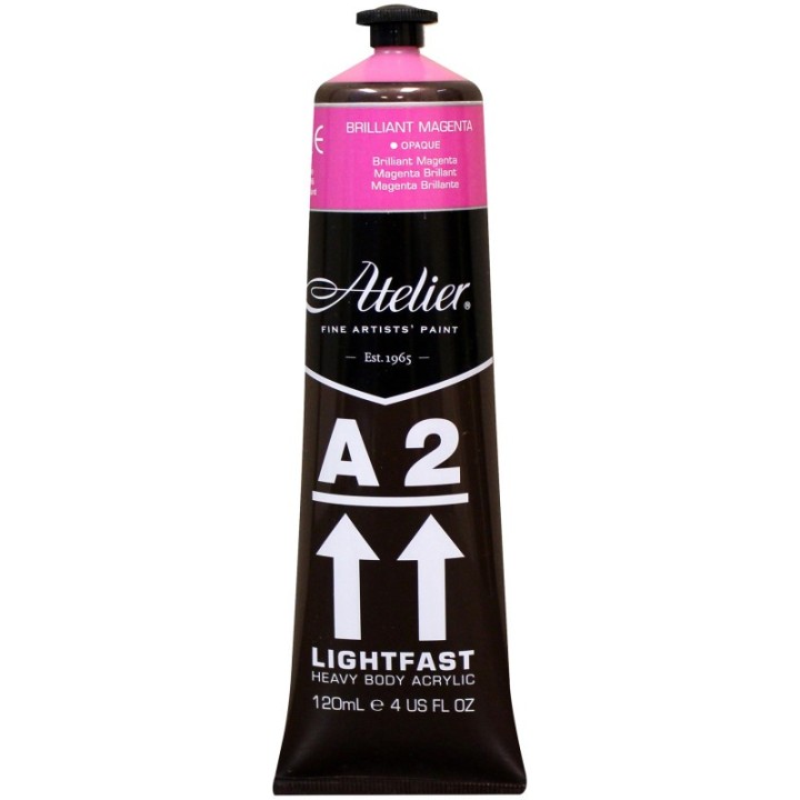 Atelier A2 Heavy Body Lightfast Artist Acrylic, 4 oz., Brilliant Magenta