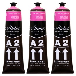 Atelier A2 Heavy Body Lightfast Artist Acrylic, 4 oz., Brilliant Magenta, Pack of 3