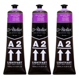 Atelier A2 Heavy Body Lightfast Artist Acrylic, 4 oz., Brilliant Violet, Pack of 3