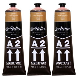 Atelier A2 Heavy Body Lightfast Artist Acrylic, 4 oz., Copper, Pack of 3